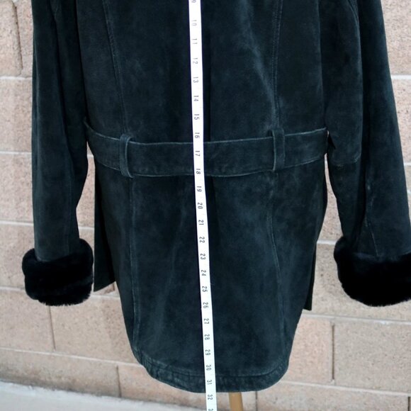 VTG Wilsons Womens Black Fur Lined Suede Leather Parka Coat Jacket Womens - Picture 11 of 16
